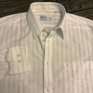 Montagut Paris White‎ Blue Striped Button Down Dress Shirt Mens Size 15.5